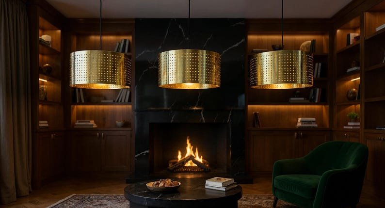 Handmade Brass Dome Pendant Light: Hammered Moroccan Island Lighting