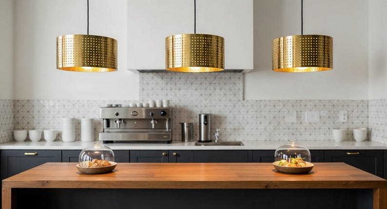 Handmade Brass Dome Pendant Light: Hammered Moroccan Island Lighting