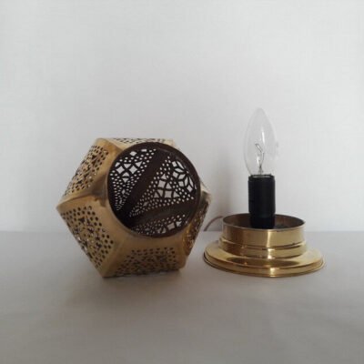 Moroccan Gold Bedside Table Lamp, Handmade Brass Copper Table Light Fixture Lamp in Marrakesh - Bedside Lamps - Moroccan Lights