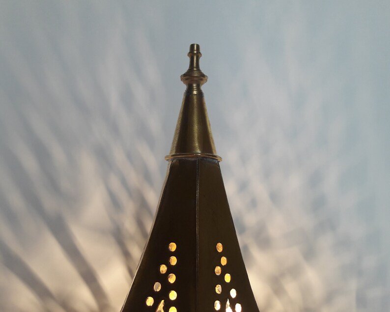 Moroccan Gold Bedside Table Lamp, Handmade Brass Copper Table Light Fixture Lamp in Marrakesh - Bedside Lamps - Moroccan Lights