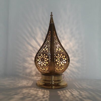 Moroccan Gold Bedside Table Lamp, Handmade Brass Copper Table Light Fixture Lamp in Marrakesh - Bedside Lamps - Moroccan Lights