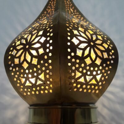 Moroccan Gold Bedside Table Lamp, Handmade Brass Copper Table Light Fixture Lamp in Marrakesh - Bedside Lamps - Moroccan Lights