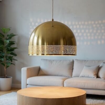 Handmade Brass Dome Pendant Light: Moroccan Minimalist Ceiling Lamp Handmade Brass Dome Pendant Light: Moroccan Minimalist Ceiling Lamp