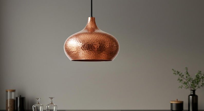 Hand Hammered Copper Pendant Light: Moroccan Perforated Ceiling Lamp Hand Hammered Copper Pendant Light: Moroccan Perforated Ceiling Lamp