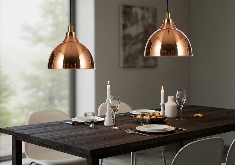 Hand Hammered Copper Dome Pendant Light - Moroccan Rustic Chandelier