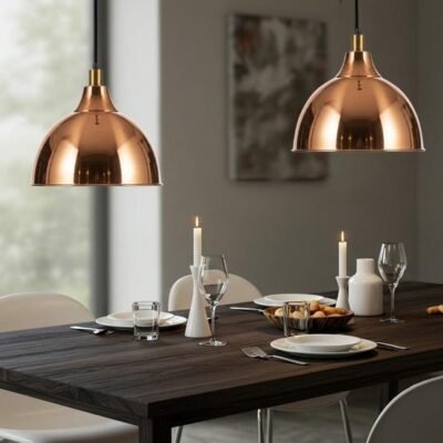 Hand Hammered Copper Dome Pendant Light - Moroccan Rustic Chandelier