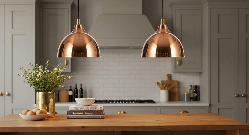 Hand Hammered Copper Dome Pendant Light - Moroccan Rustic Chandelier