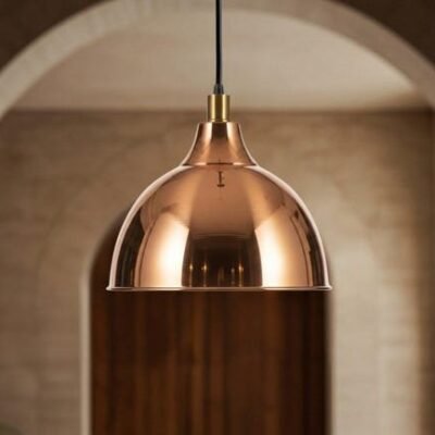 Handmade Polished Copper Dome Pendant Modern Minimalist Ceiling Light