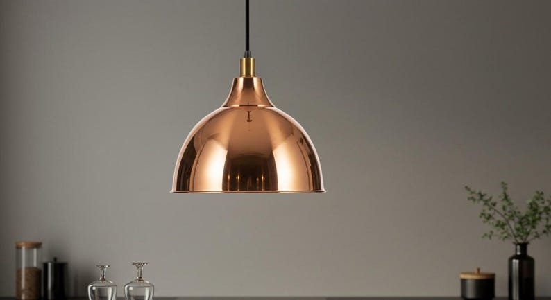 Hand Hammered Copper Dome Pendant Light - Moroccan Rustic Chandelier