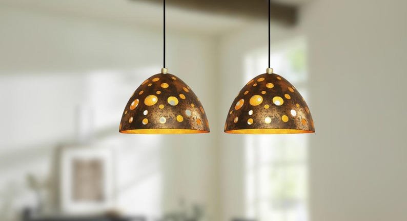Handcrafted Copper Dome Pendant Light: Moroccan Style Farmhouse Lighting Handcrafted Copper Dome Pendant Light: Moroccan Style Farmhouse Lighting