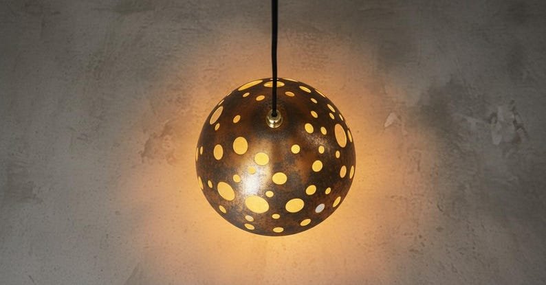 Handcrafted Copper Dome Pendant Light: Moroccan Style Farmhouse Lighting Handcrafted Copper Dome Pendant Light: Moroccan Style Farmhouse Lighting