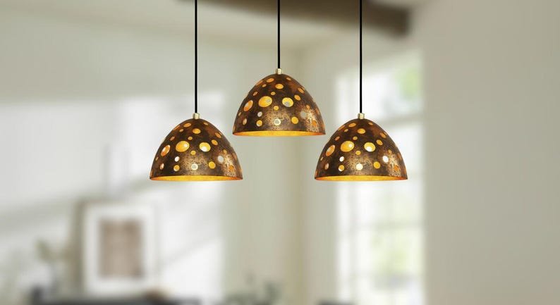 Handcrafted Copper Dome Pendant Light: Moroccan Style Farmhouse Lighting Handcrafted Copper Dome Pendant Light: Moroccan Style Farmhouse Lighting
