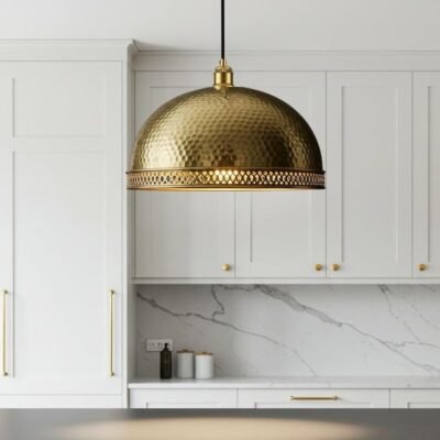 Handmade Brass Dome Pendant Light: Moroccan Style Hanging Lamp Handmade Brass Dome Pendant Light: Moroccan Style Hanging Lamp