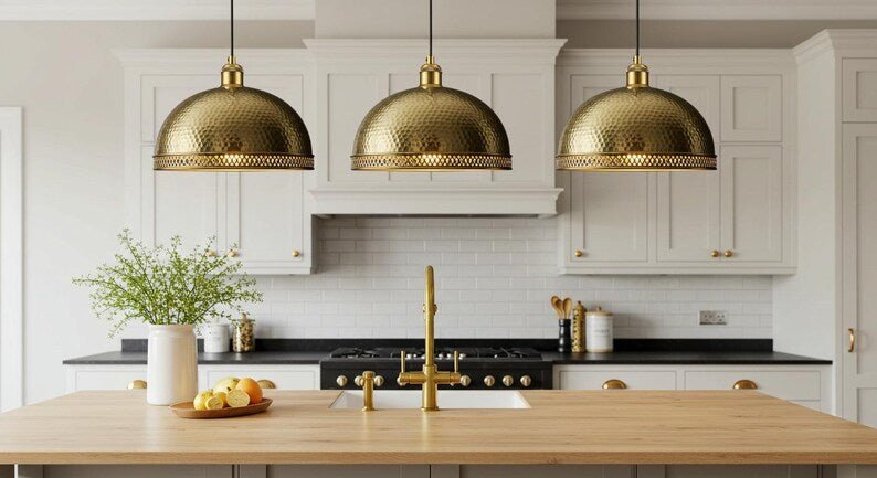 Handmade Brass Dome Pendant Light: Moroccan Style Hanging Lamp Handmade Brass Dome Pendant Light: Moroccan Style Hanging Lamp