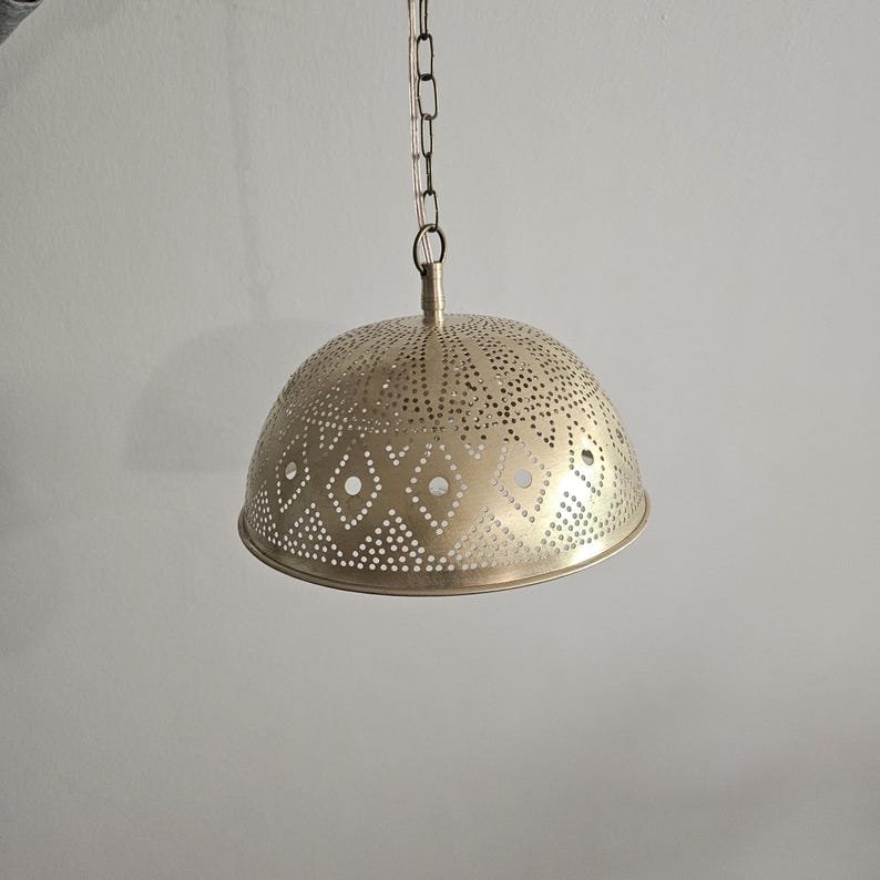 Moroccan ball ceiling fixture in brass