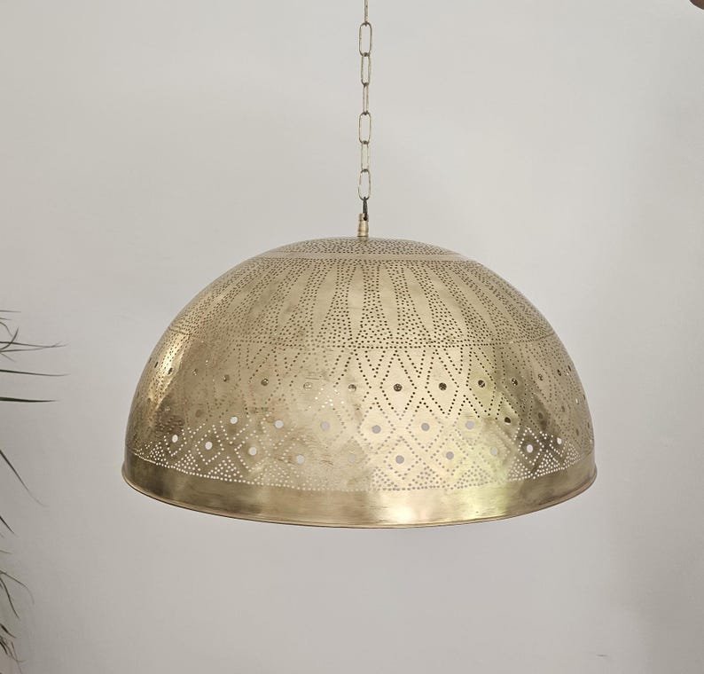Moroccan ball ceiling fixture in brass