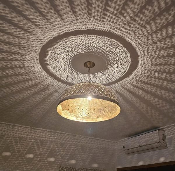 Moroccan Pierced Brass Shadow Pattern Ceiling Lamp