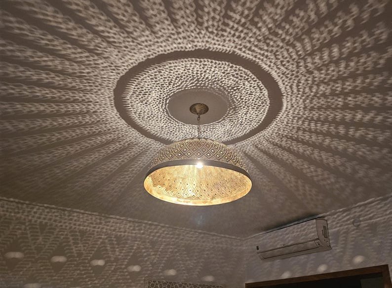 Moroccan ball ceiling fixture in brass