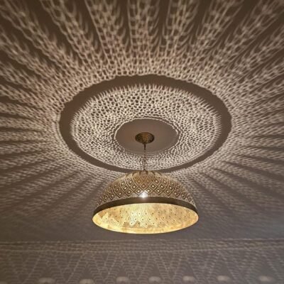 Moroccan ball ceiling fixture in brass
