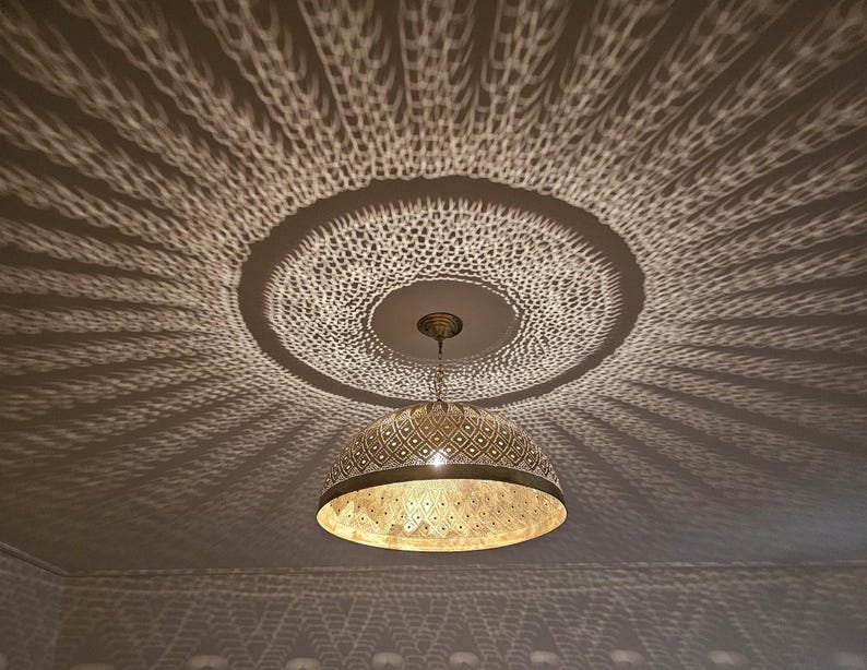 Moroccan ball ceiling fixture in brass