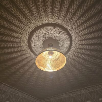Moroccan ball ceiling fixture in brass