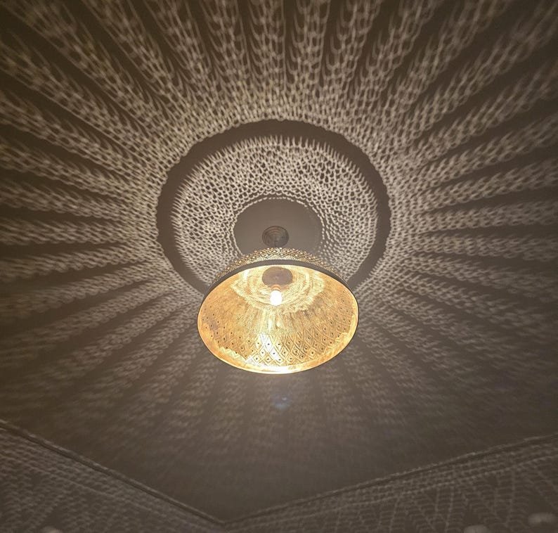 Moroccan ball ceiling fixture in brass