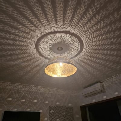 Moroccan ball ceiling fixture in brass