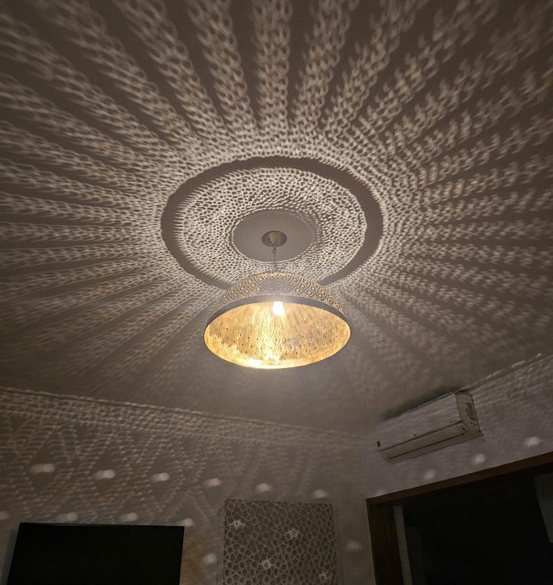 Moroccan ball ceiling fixture in brass