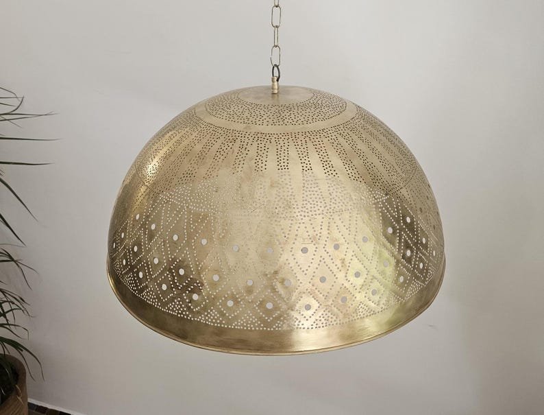 Moroccan ball ceiling fixture in brass