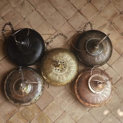 Moroccan ball ceiling fixture in brass