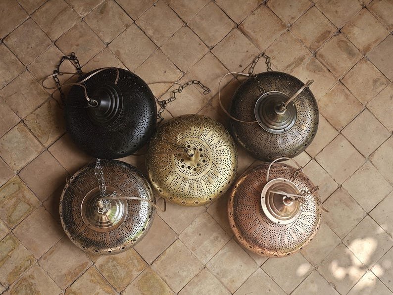 Moroccan ball ceiling fixture in brass