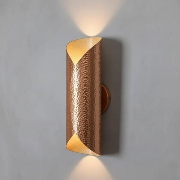 products-OutdoorcopperSconce9 Handmade Hammered Copper Cylinder Wall Sconce Modern Up & Down Light