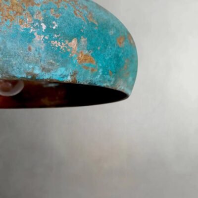 Flat Dome Copper Pendant Light β Oxidized Ceiling Lamp with Green Patina Finish for Decor Flat Dome Copper Pendant Light β Oxidized Ceiling Lamp with Green Patina Finish for Decor