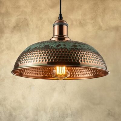 Oxidized Copper Kitchen Island Lighting , Green Patina Pendant Light