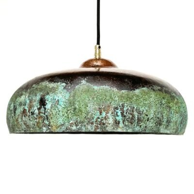 Oxidized Green Patina Copper Dome Pendant