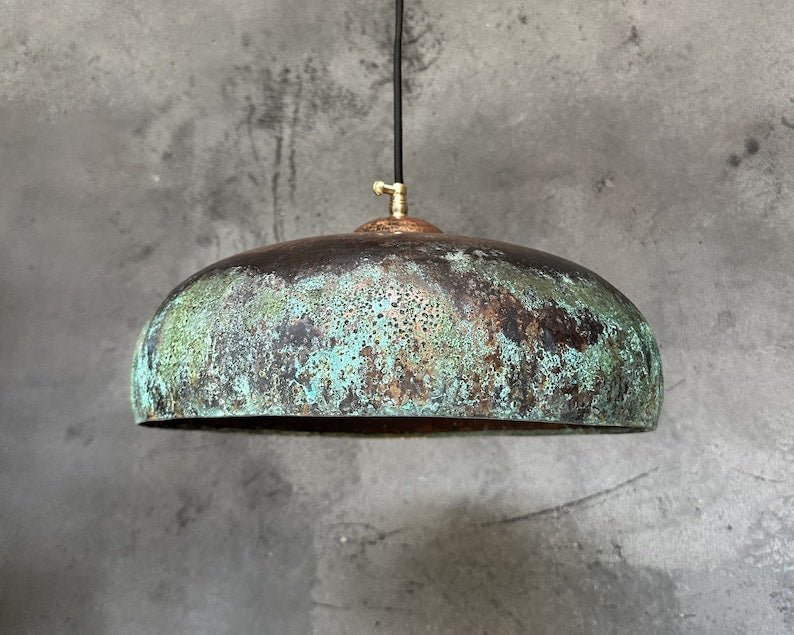 Green Patina Pendant Light , Patina Copper Kitchen Island Lighting