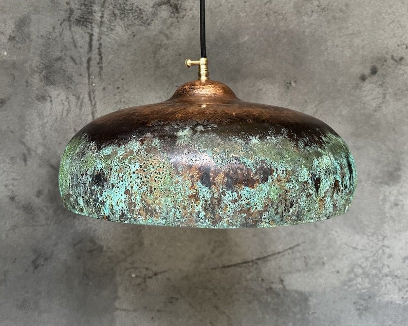 Green Patina Pendant Light , Patina Copper Kitchen Island Lighting
