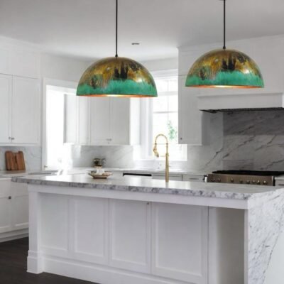 Green Patina Pendant Light , Patina Copper Kitchen Island Lighting