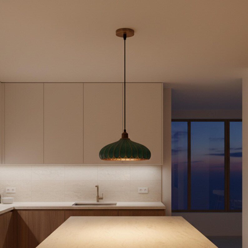 Handmade Moroccan Copper Dome Pendant Light - Green Patina Finish – Duty Free