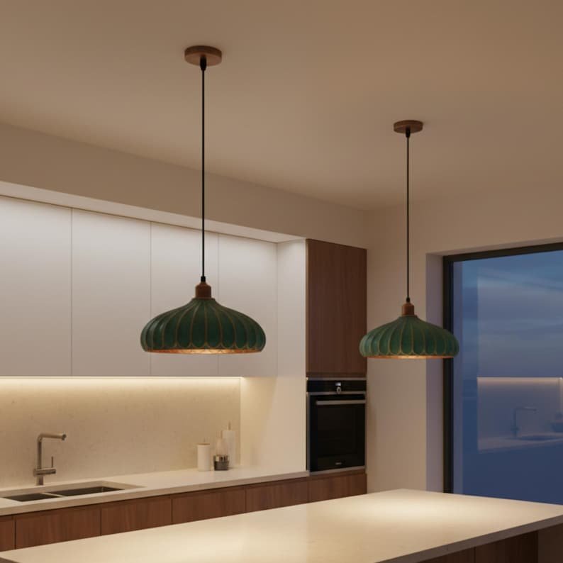 Handmade Moroccan Copper Dome Pendant Light - Green Patina Finish – Duty Free