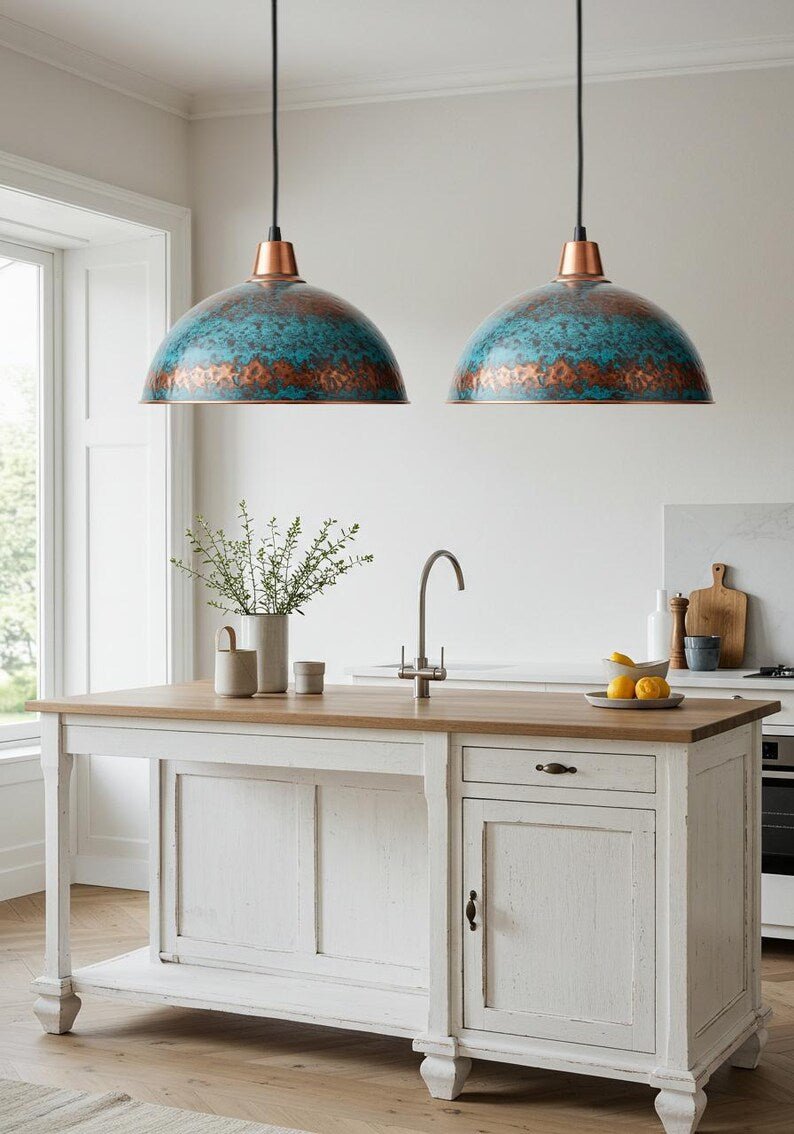 Handmade Copper Dome Pendant Light: Patina Finish, Rustic Lighting Handmade Copper Dome Pendant Light: Patina Finish, Rustic Lighting