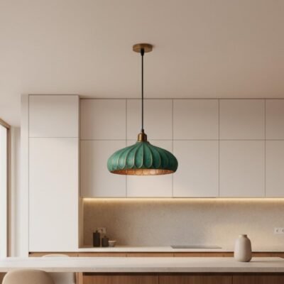 Handmade Moroccan Copper Dome Pendant Light - Green Patina Finish – Duty Free