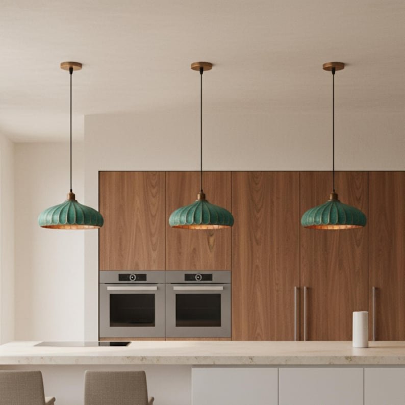 Handmade Moroccan Copper Dome Pendant Light - Green Patina Finish – Duty Free