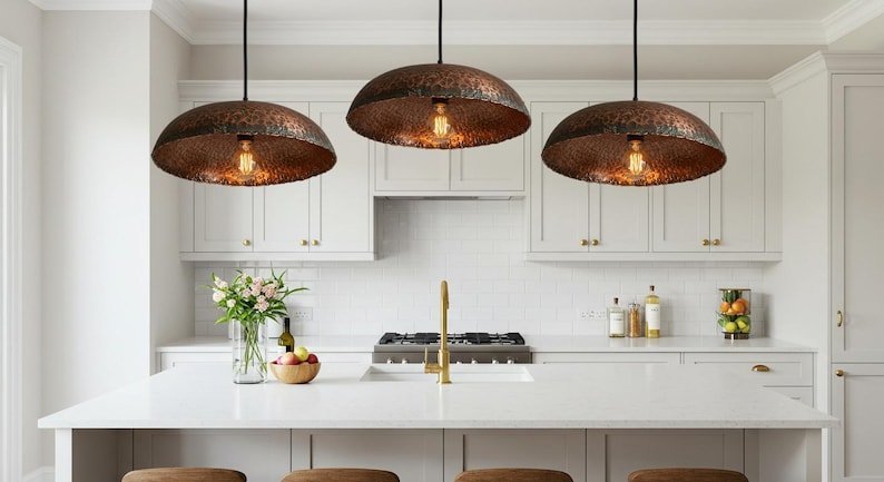 products-Pen1 Hammered Copper Dome Pendant Light