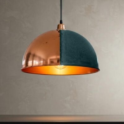 Handmade Copper Dome Pendant Light: Rustic Industrial Ceiling Lamp