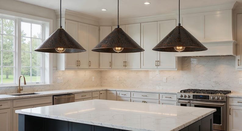 Handcrafted Patina Copper Dome Pendant Light: Rustic Moroccan Lighting