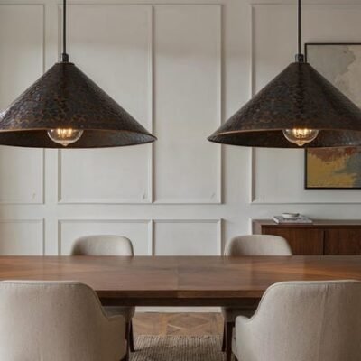 Handcrafted Patina Copper Dome Pendant Light: Rustic Moroccan Lighting