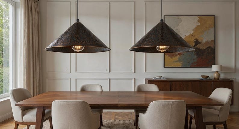 Handcrafted Patina Copper Dome Pendant Light: Rustic Moroccan Lighting