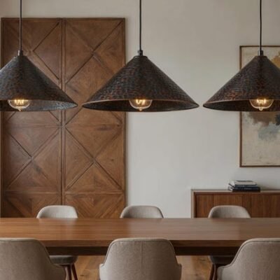 Handcrafted Patina Copper Dome Pendant Light: Rustic Moroccan Lighting