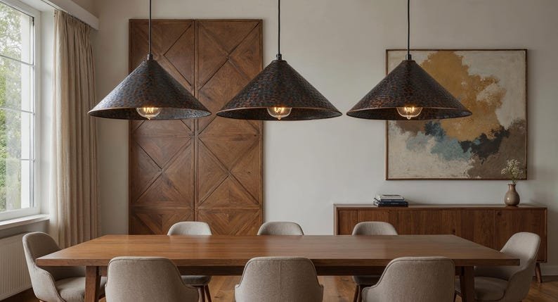 Handcrafted Patina Copper Dome Pendant Light: Rustic Moroccan Lighting